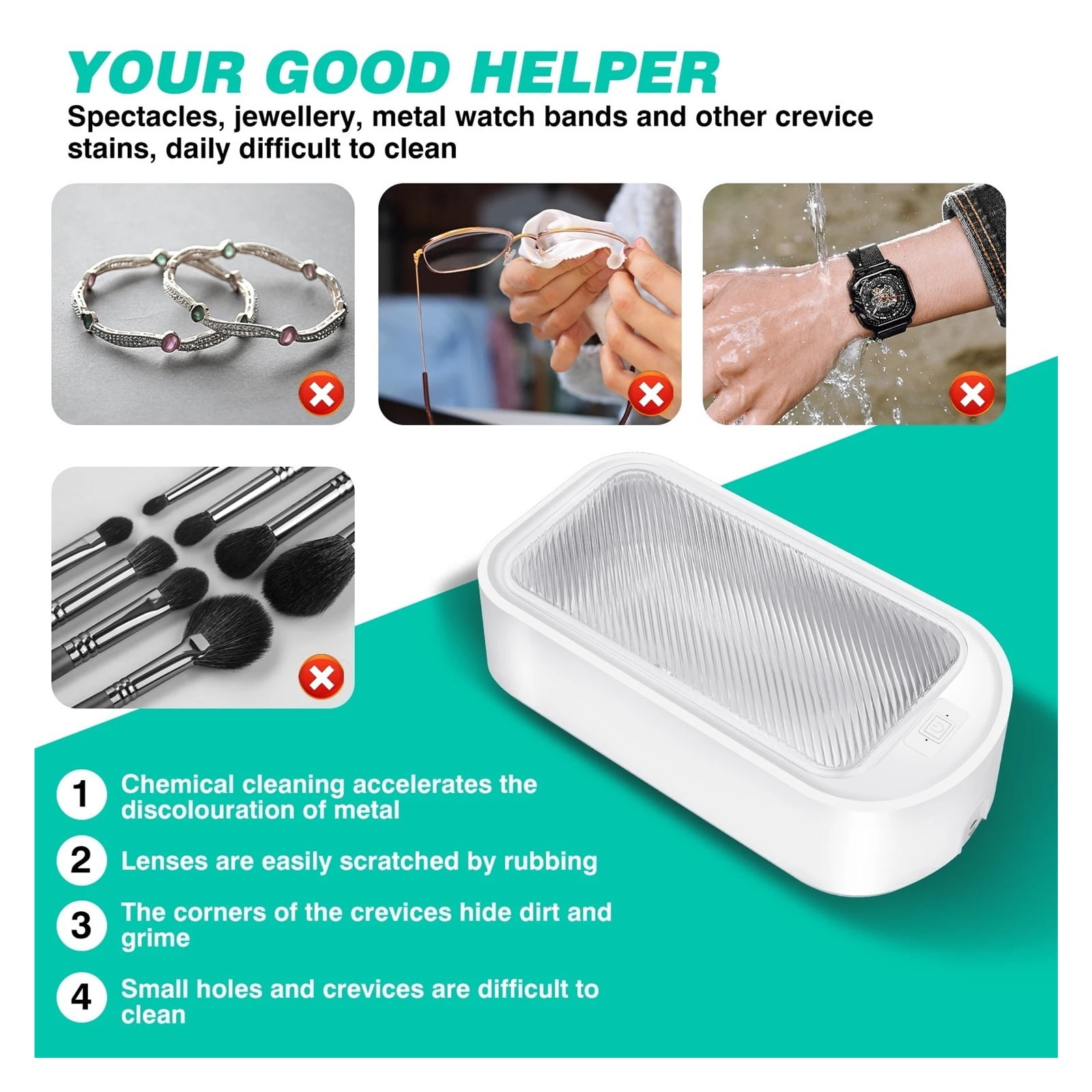 Professional 650ml Ultra Cleaner Wave Tank Glasses Watch Jewellery Cleaning Machine Tool ,Convenient to Use