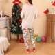 thumbnail image 3 of Pijama familiar de Navidad en color blanco leche, manga larga, cuello redondo, cintura elástica y estampados para mujer, 3 of 7