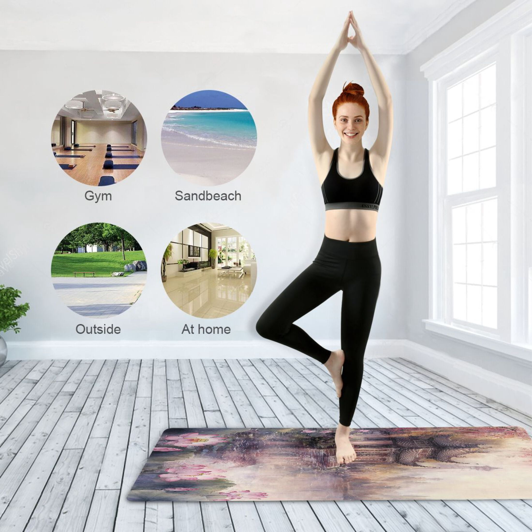 BZSMCE Yoga Mat Women Pavilion Lotus Flowers Water Fitness Mat