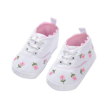 

Arvbitana Baby Girl Floral Cotton Shoes Casual Embroidered Soft Prewalker Walking Footwear