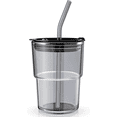 thumbnail image 1 of Vaso de agua de 400ml, botella de agua con pajita y tapa sellada para llevar, taza de café de vidrio, taza de té helado, 1 of 6