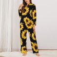 thumbnail image 3 of Junzan Sunflower 6 Print Womens Pajama Sets,Long Sleeve Button Down For Women Pjs 2 Piece, 3 of 9