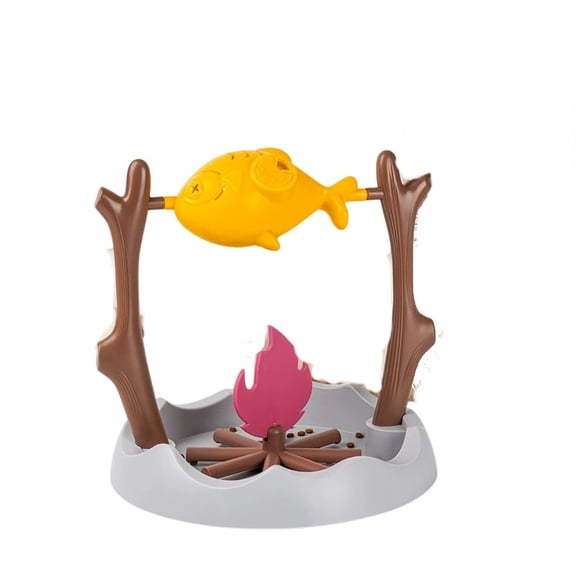 Cevemin Grilled Fish Cat Treat Dispenser Puzzle Feeder - Interactive Spinning Toy with Adjustable Slow Feeding for Indoor Cats Mental Stimulation and Play
