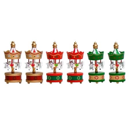 Wooden Carousel, Horse Orament Merry-Go-Round Christmas Room Decoration  for Tabletop, Home, Office Decor