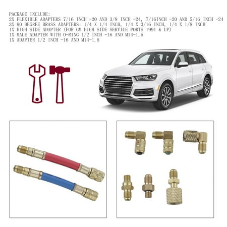 8PCS A/C Manifold Gauge Adapter Solid Brass Car Air Conditioning Connector Set