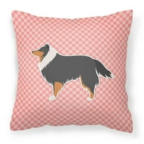 Carolines Treasures Sheltie & Shetland Sheepdog Checkerboard Pink Fabric Decorative Pillow