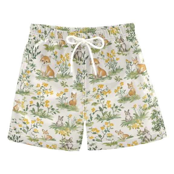 FORMRS Boys Swim Trunks Quick Dry Mesh Lining Beach Boardshorts, Sizes XS-XL, Watercolor Animals Pattern