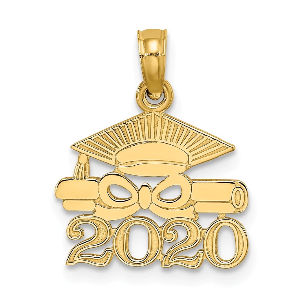 JewelryWeb 14k Gold Graduation Cap and Diploma 2020 Charm Jewelry Gifts for Women 1.1 Grams
