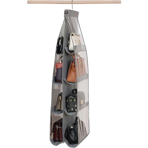 purse organizer, NEW improved Larger, purse organizer for closet, Heavy Duty Hooks, purse storage, Durability Material, handbag organizer, holds bigger bags, closet organizer, Grey-1Pack
