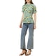 thumbnail image 2 of BLUSA CHIC PARA MUJER INSPIRADA, CON FLORES, MANGAS CORTAS RIZADAS, CUELLO RIZADO, BLUSAS CASUAL TALLA XS VERDE GRISÁCEO, 2 of 7