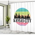 thumbnail image 4 of Ambesonne Kansas City Shower Curtain, Cityscape State Name, 69"Wx70"L, Avocado Green Pastel Pink, 4 of 4