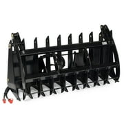 Titan Attachments 72in Clamshell Root Grapple Rake, Universal Skid Steer Mounting, Twin 3,000 PSI Cylinders, Brush Debris Landscaping Grapple