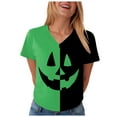 thumbnail image 7 of YDFCWXW Halloween Shirt for Women Shirt Funny Top Loose Fit V-Neck T-Shirt Short Sleeve Tee Green, XL, 7 of 7