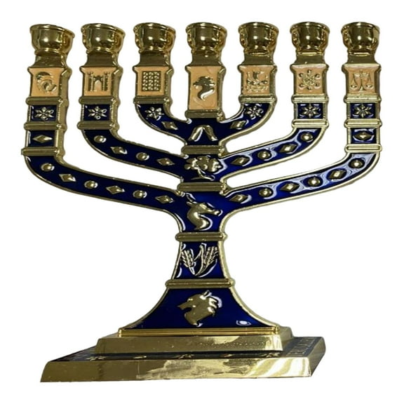 perfk Menorah Candelabrum 7 Holder for Living Room Fireplace Parties