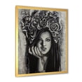 thumbnail image 2 of Designart 'Portrait Of A Young Woman With Flowers III' Modern Framed Art Print, 2 of 4