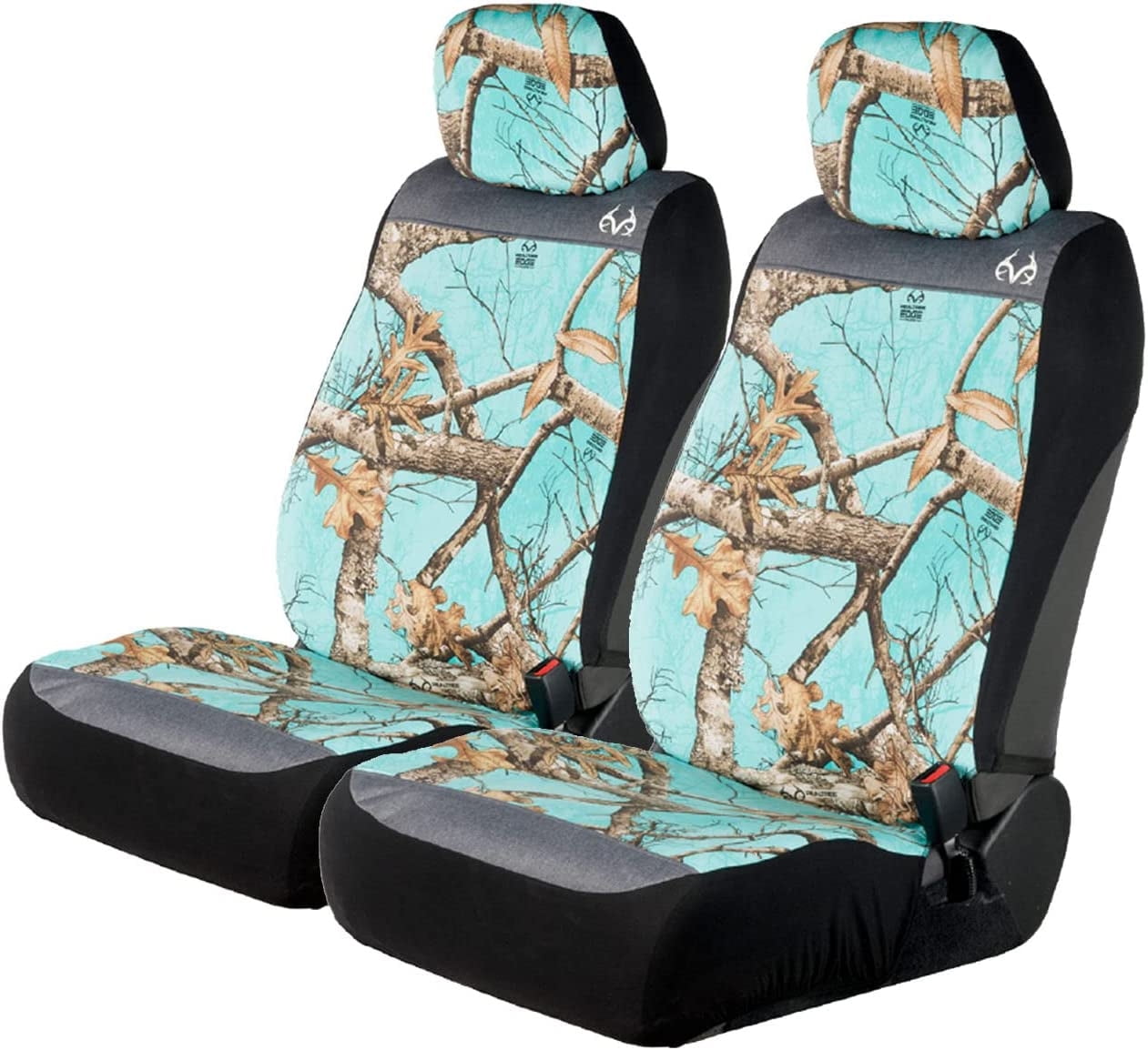 Realtree Edge Mint Camo Universal Low Back Bucket 2PC Seat Cover set