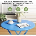 thumbnail image 4 of EastVita 3 Piece Patio Bistro Sets Outdoor Folding Bistro Set of 2 Small Colorful Bistro Coffee Table and 2 Chairs Foldable Metal Patio Furniture Set for Apartments/Porch/Deck/Balcony/Garden (Blue), 4 of 7