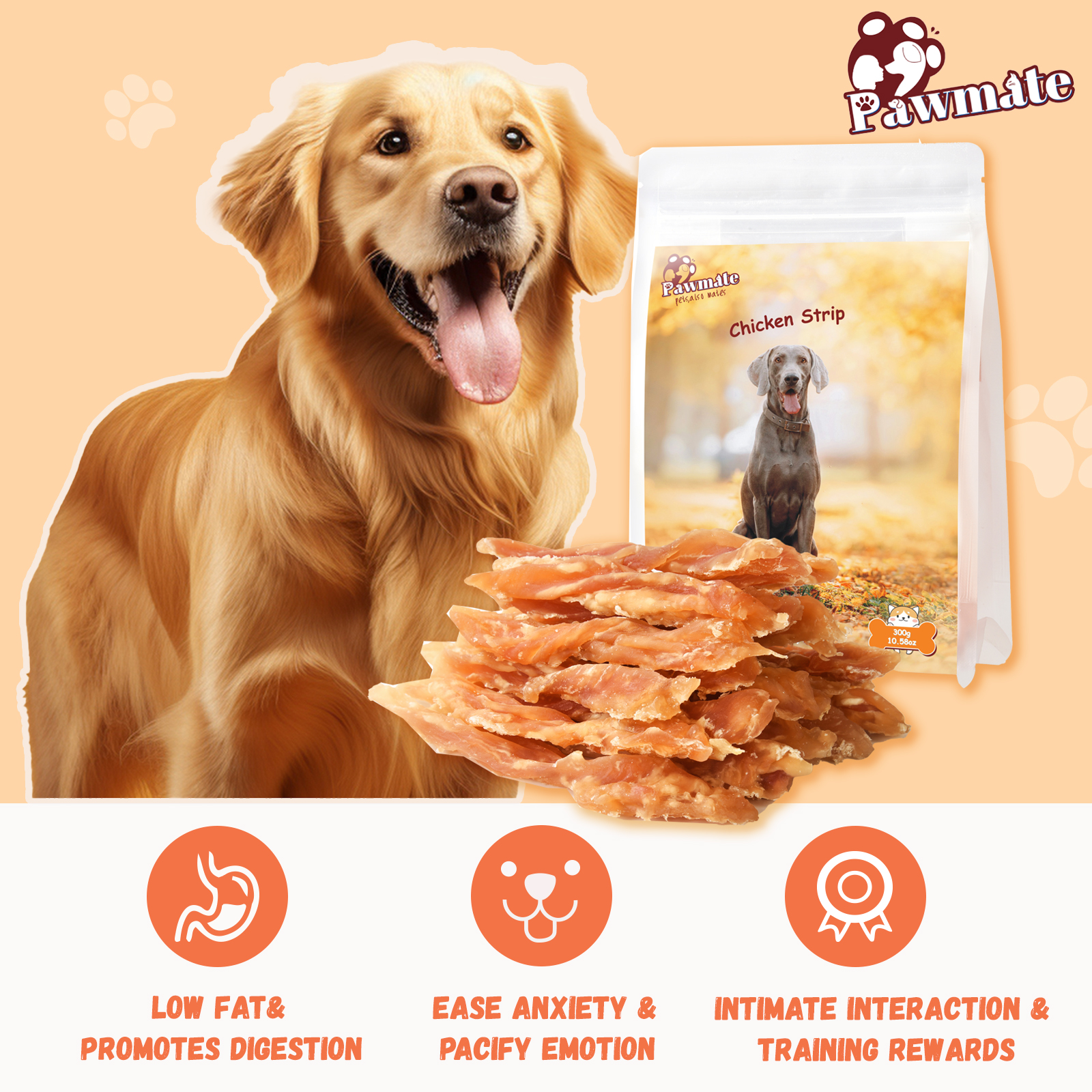 Pawmate Chicken Jerky Dog Treats, 27-30 Count, 11 oz photo 3