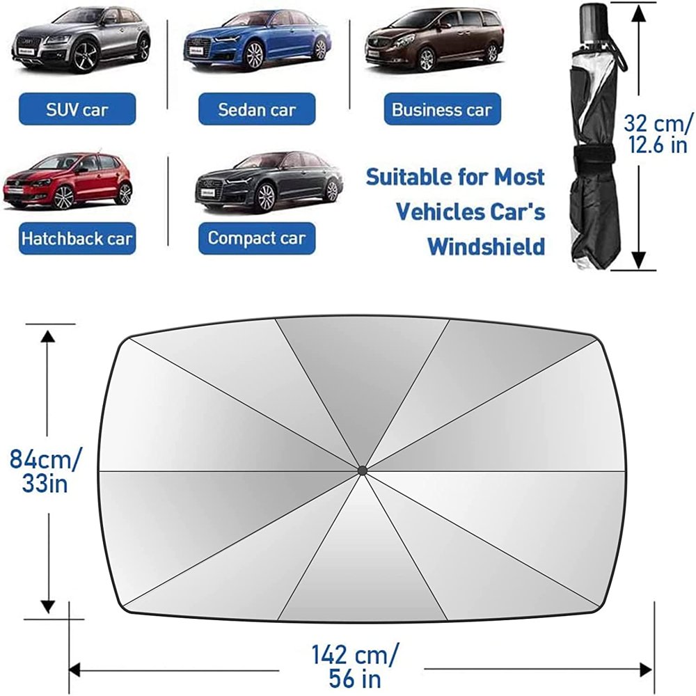 Parasol Pliable Pour Pare-brise De Voiture - Protection Solaire UV, Taille Universelle | Pour SUV, Berline, Camion