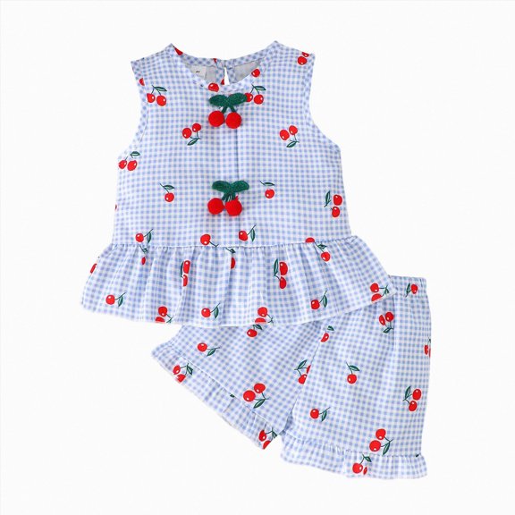 KPOPLK 4T 5T 6 T 7T Kid Girl Clothes Shorts Set 2 Piece Outfits Summer Casual Short Sleeve Top and Shorts Set(4-5 Years,Light Blue)