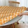 thumbnail image 5 of Round Fitted Tablecloth 44 Inch, Watercolor Orange Checkered Elastic Tablecloth for Round Tables Tablecloth Fitted Stain Resistant Tabletop Covers Farmhouse Table Cover for Dining, Parties, Camping, 5 of 8