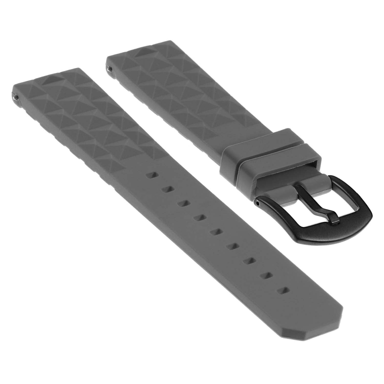 StrapsCo Super Waffle Silicone Rubber Dive Watch Band with Matte Black