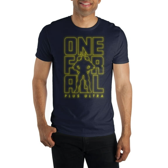 My Hero Academia One For All Plus Ultra Neon Classic Navy Blue Graphic Tee- S