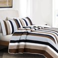 thumbnail image 4 of Comforter Set Queen Size  3-Piece Coverlet Set for Night Sleep  Bedding Quilt with Green Yellow Blue Plaid Striped Real Patchwork, 4 of 4