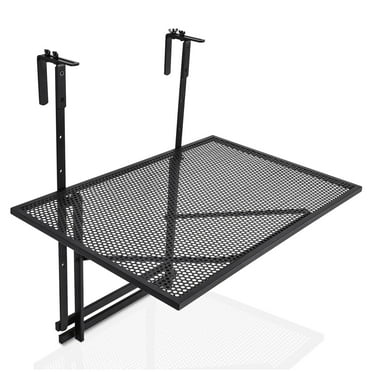 Giantex Hanging Railing Table, Iron Folding Balcony Table w/ 5-Level Adjustable Height