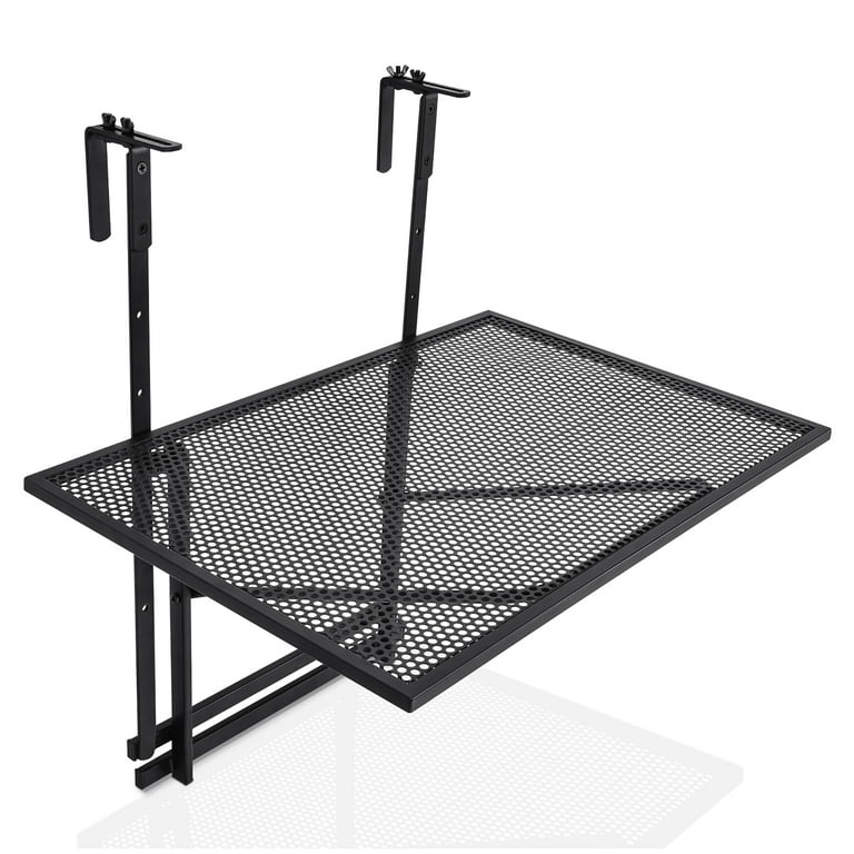 Costway Foldable Garden Hanging Table Adjustable Balcony Railing Table Outdoor Patio Deck Collapsible Black Walmart