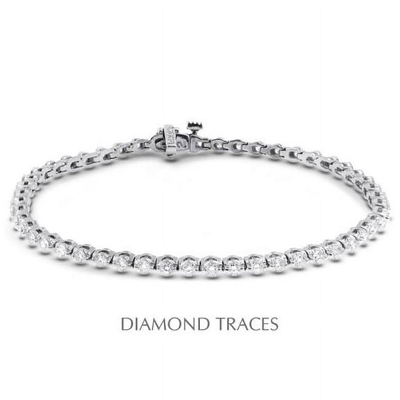 14K White Gold 2-Prong Setting, 4.00 Carat Total Natural Diamonds Tennis Bracelet