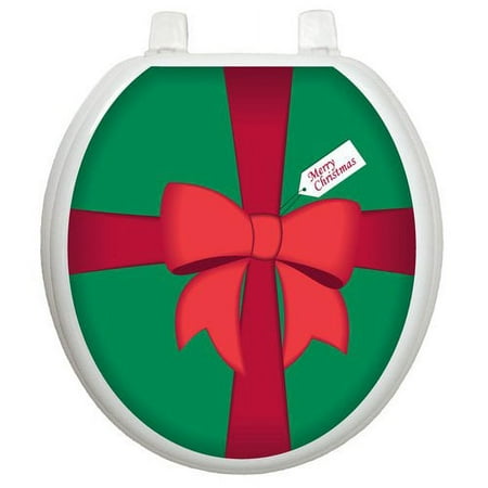 Toilet Tattoos Holiday Christmas Gift Box Toilet Seat Decal