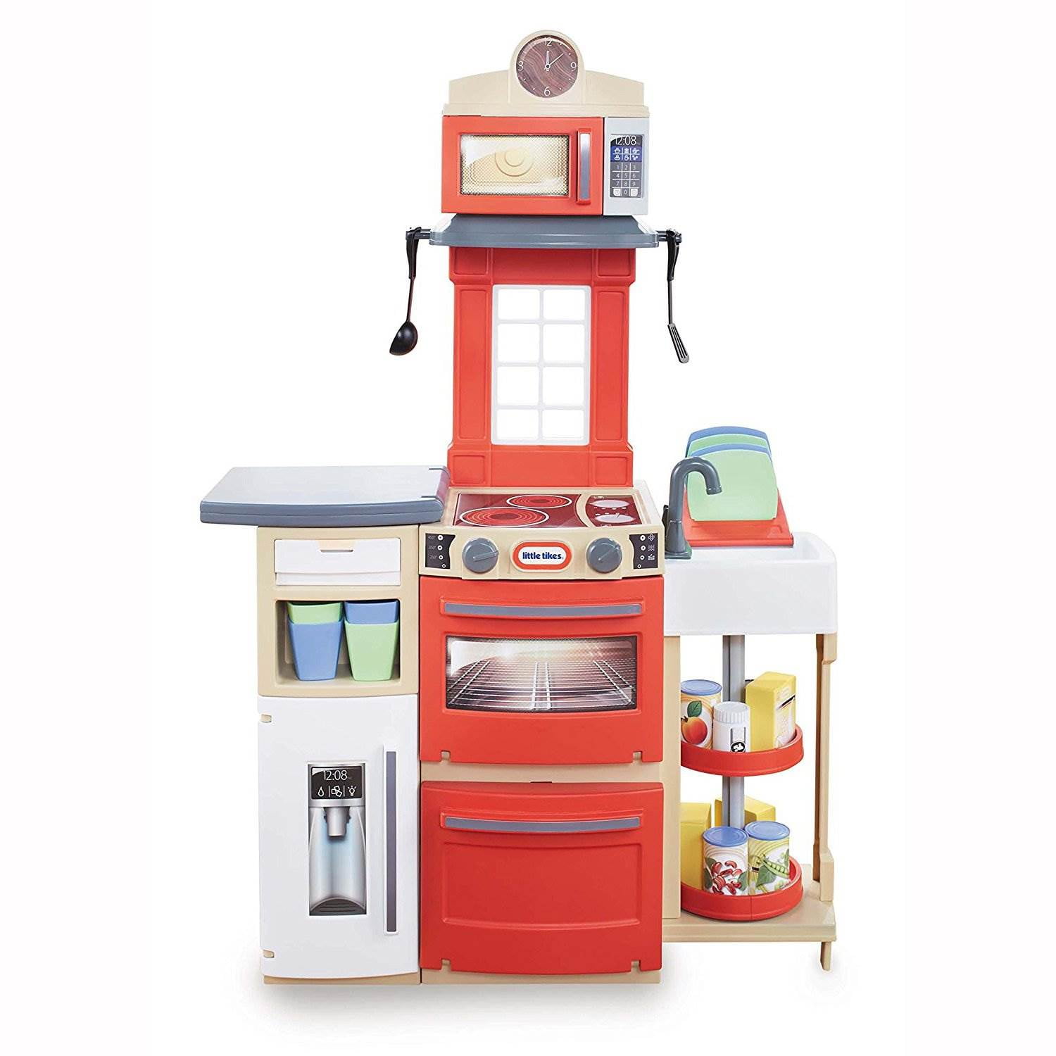 Little Tikes Cook 'n Store Kitchen Pretend Play Cooking Toy Set for Kids, Red