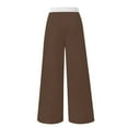 thumbnail image 2 of Girls' Sweatpants with Pockets 4-15 Years Drawstring Sports Running Wide Leg Pants Elastic Waist Sweat Trouser (6-7 Years, Brown), 2 of 8