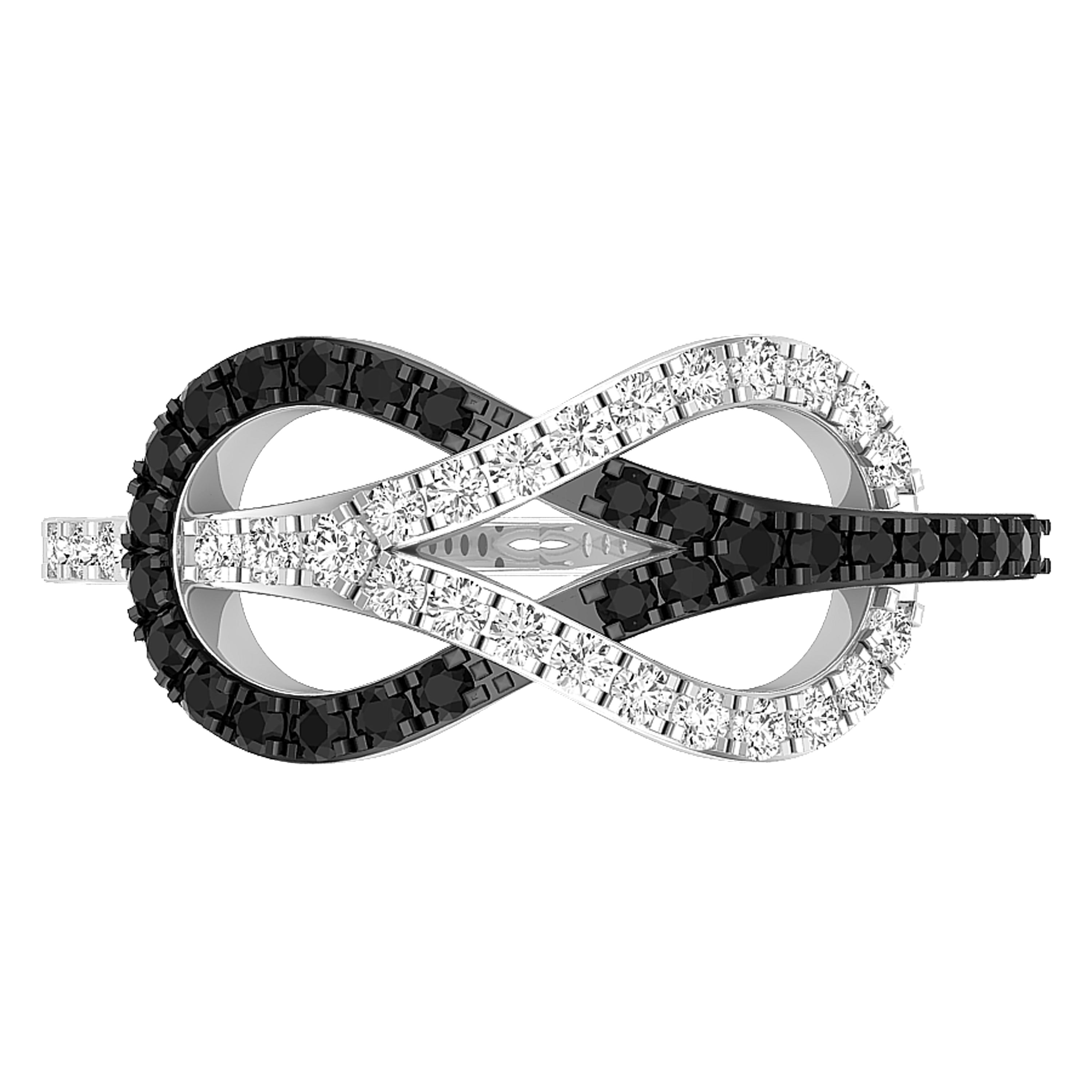Dazzlingrock Collection Round Enhanced Black & White Diamond Infinity Right Hand Ring for Women (0.35 ctw, Color I-J, Clarity I2-I3) in 10K White Gold, Size 6.5