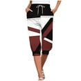 thumbnail image 3 of QATAINLAV Capri Pants for Women Casual Cropped Soft Sweatpants Outdoor Drawstring Waist Joggers Shorts Trendy Geometric Prints Yoga Pants with Pockets Red XXL, 3 of 7