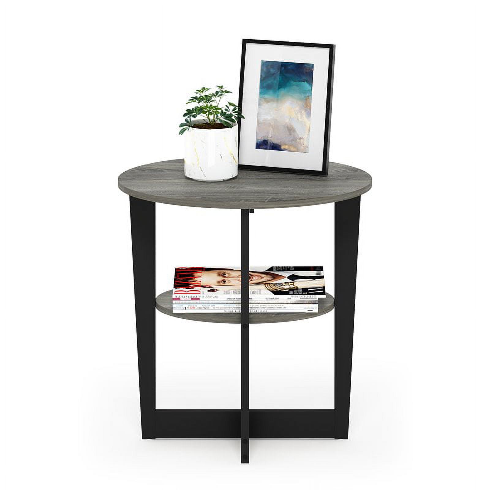 Furinno JAYA Oval End Table, French Oak Grey/Black