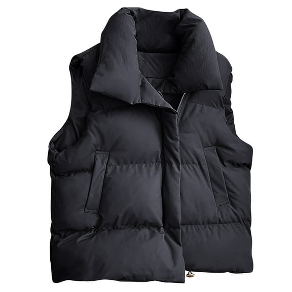 Sevevn Women Puffer Vest Oversized Sleeveless Cropped Winter Vests Outerwear Versatile Padded Warm Puffy Gilet Trendy