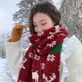 thumbnail image 3 of Bufanda grande de alce navideño para mujer, bufanda de lana tejida larga, versátil, linda y con forma de corazón para niña, para otoño e invierno, 3 of 6
