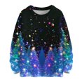 thumbnail image 2 of Women's Casual Long Sleeve Woolen Christmas Sweatshirt Fall Vacation Long Sleeve Pullover for Fall and Winter, Festive and Comfortable, Ideal as Christmas Sweaters for Women ,Blue,2XL, 2 of 5