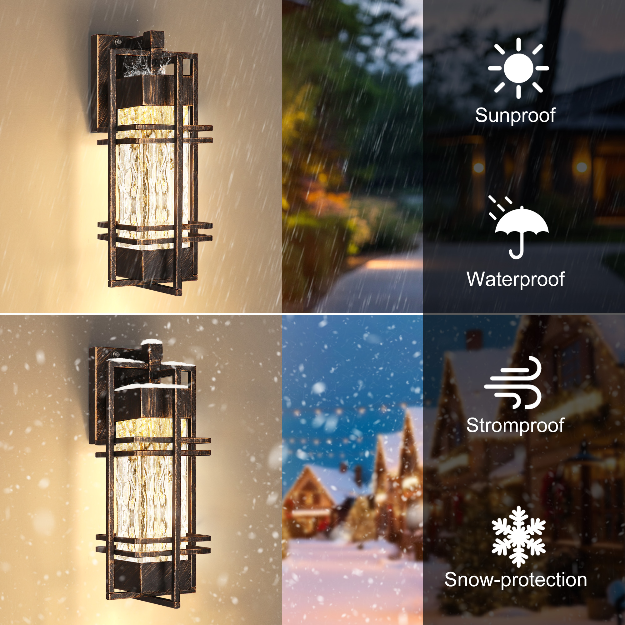 15”Dusk to Dawn Outdoor Wall Light Set of 2，Waterproof Porch Light (Bulb Included)