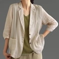 thumbnail image 5 of Taqqpue Womens Linen Blazer Casual Long Sleeve Lightweight Button Jackets Spring Summer Solid Color Suit Shirts, 5 of 6