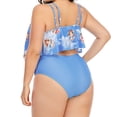 thumbnail image 4 of WREESH Women'S Digital Printed Ruffled Plus Size Bikini Split High Waist Swimsuit, 4 of 7