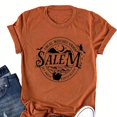 thumbnail image 1 of Halloween SALEM Camiseta Estampada, Top Casual De Manga Corta Para Primavera Y Verano, Ropa De Mujer, 1 of 4