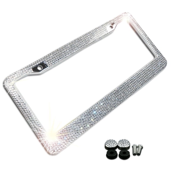 Zone Tech Crystal License Plate Frame Jeweled Vanity Plate Holder Bling Car Accessories