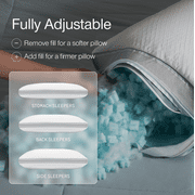 Coop Sleep Goods Eden Cool+ Adjustable Pillow, Queen, Memory Foam, Cooling Gel, Neck Support