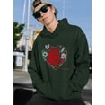 thumbnail image 2 of Realistic Heart W Flowers Hoodie Men -Image by Shutterstock, Male 3X-Large, 2 of 4