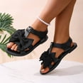 thumbnail image 6 of qkdmdw Black Women'S Flat Sandals Summer Beach Sandals Open Toe Casual Sandals Adjustable Strap Bow Decor Comfortable Soft Sole Round Toe Pu Leather Indoor Outdoor, 6 of 9