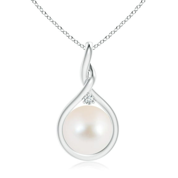 ANGARA Freshwater Cultured Pearl and Diamond Twist Bale Pendant in 925 Sterling Silver for Women | June Birthstone, Birthday, Anniversary, Jewelry Gift for Women | Pearl Necklace