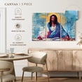 thumbnail image 5 of Elephant Stock Black Jesus I Wall Art - Horizontal Multi Panel Canvas - Living Room Wall Decor - Religion And Spirituality Multi Panel - Blue And Pink Decor - 65" x 42", 5 of 8